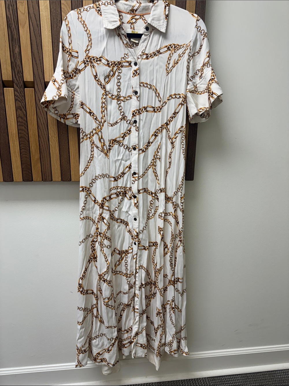 Anthropologie Maeve Gold Chain Maxi Shirt Dress, size S - Picture 2 of 5